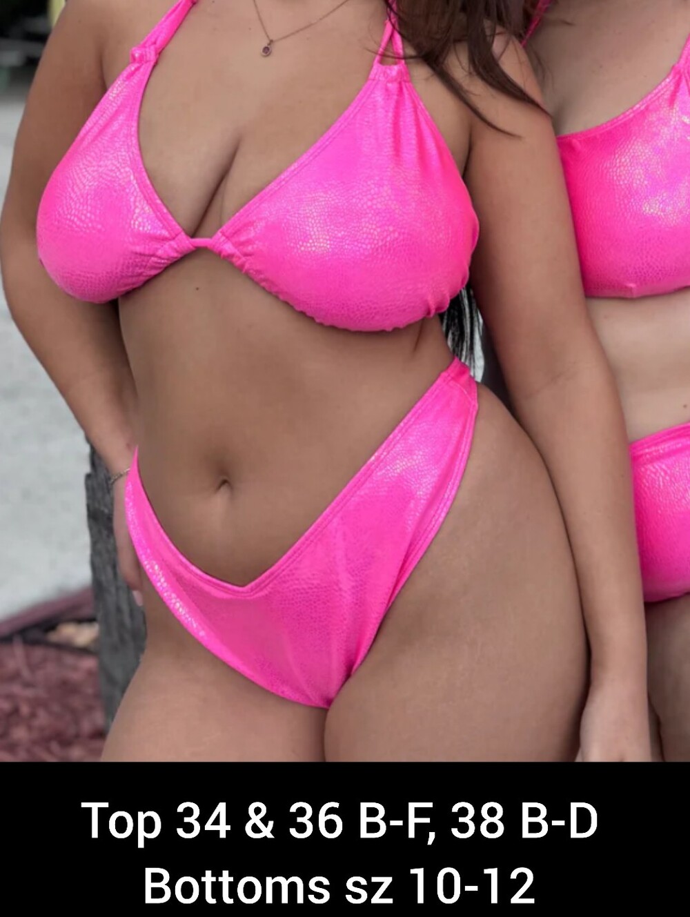 NWT Luxury String Bikini Matching Set Shimmer Barbie Pink Adjustable Curvy L/XL